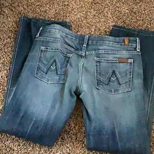 7–For all mankind….”A”Pocket….Womens Blue Distressed Back-Pocket Jeans…